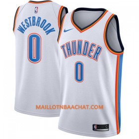 Maillot NBA Oklahoma City Thunder Russell Westbrook 0 Nike 2017-18 Blanc Swingman - Homme